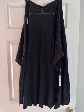 100% Silk Designer Black Asymmetric Midi Skirt W Adjustable Tassels Lined Size M